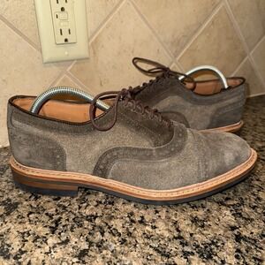 Allen Edmonds Strandmok Cap Toe Oxford Men's 10 Green Brown Suede Rubber Sole